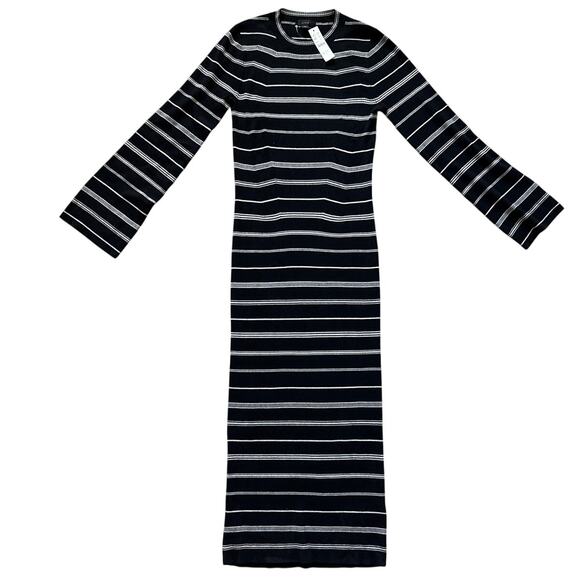 J. Crew Knit Ribbed Bodycon Sweater Midi Dress Mixed Striped Size Small - Picture 7 of 12